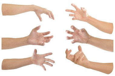 Collection of hand with finger bent isolated on white background. Object with clipping path. clipart