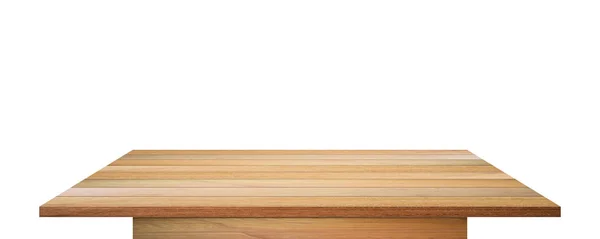 Empty Wooden Table Top Isolated White Background Clipping Path — Stock Photo, Image