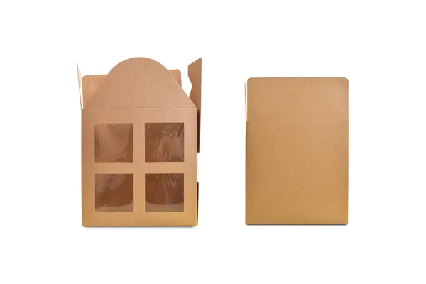 Otevřít Kartónovou Krabici Izolované Bílém Pozadí Pohled Zepředu Zezadu — Stock fotografie
