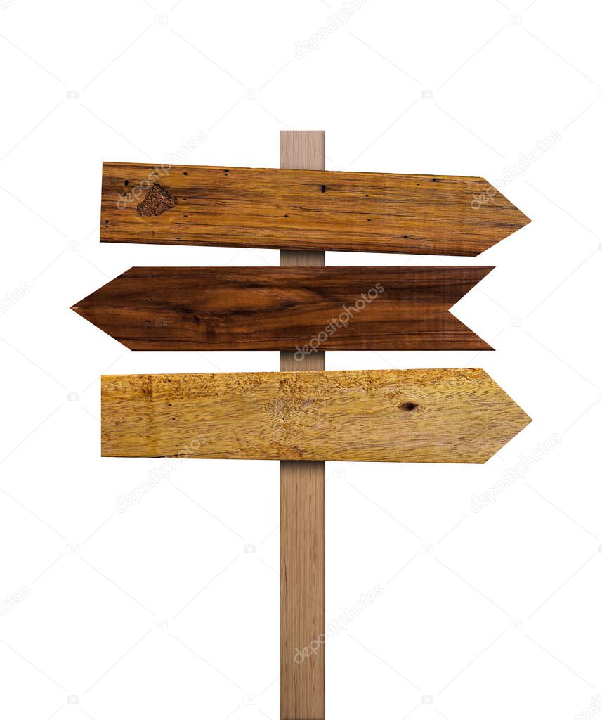 Old various wooden sign isolated on white background. Object with clipping path.