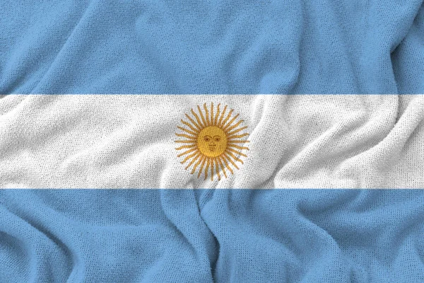 Arjantin Bayrağının Kumaş Dokusu Ulusal Bayrağı — Stok fotoğraf