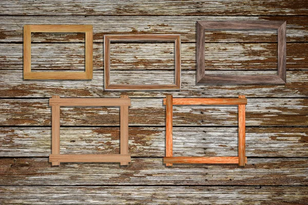 Vintage Photo Frames Wood Wall Interior Background — Stock Photo, Image