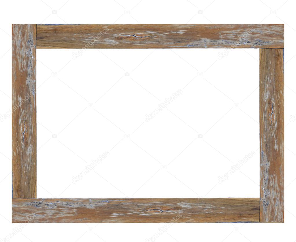 Wooden picture frame isolated on white background. with clipping path.