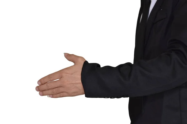 Businessman Hand Offering Handshake Suit Isolated White Background Clipping Path — Stock Photo, Image