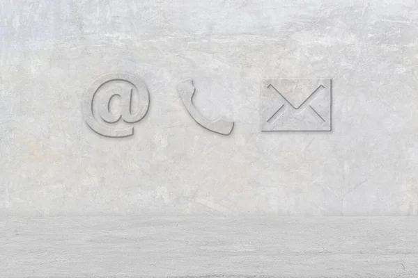 Kontaktieren Sie Uns Telefon Mail Und Post Icons Auf Zementwand — Stockfoto