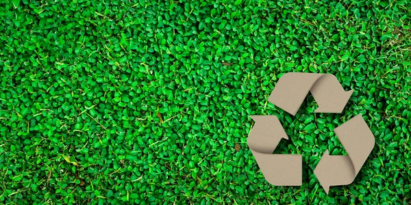 Concepto Medio Ambiente Ecológico Icono Papel Reciclaje Fondo Hojas Verdes — Foto de Stock