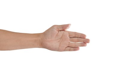Sol avuç içi beyaz arka planda izole. kırpma yolu ile.