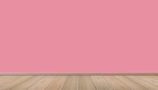 Habitación Vacía Con Fondo Pared Rosa Suelo Madera Ilustración Representación — Foto de Stock