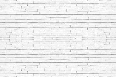 Kırsal odada soyut, aşınmış beyaz tuğla duvar dokusu. Yatay mimari duvar kağıdını kavra