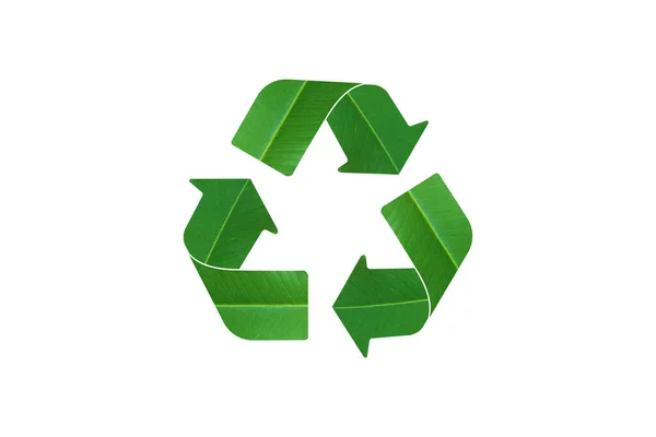 Recycle Logo Symbol Green Leaf Isolated White Background Clipping Path — Stock Photo, Image