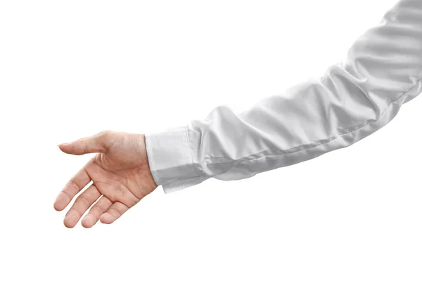 Gesture Man Hand Shirt Isolated White Background Clipping Path — Stock Photo, Image