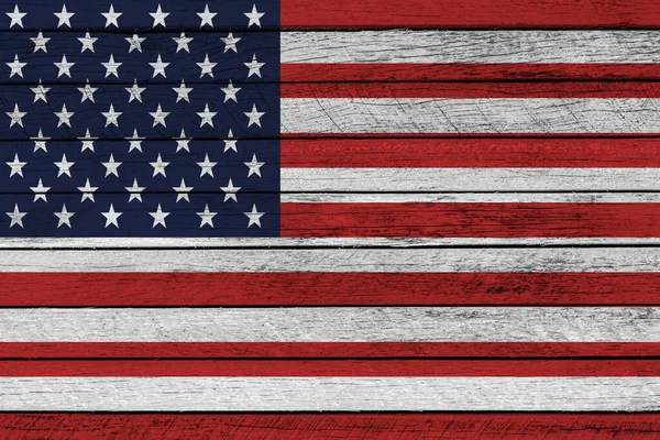 United States Flag Painted Wooden Plank Texture Background — Stock Photo, Image