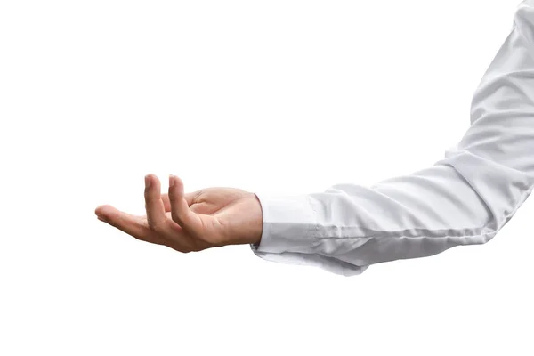 Gesture Man Hand Shirt Isolated White Background Clipping Path — Stock Photo, Image
