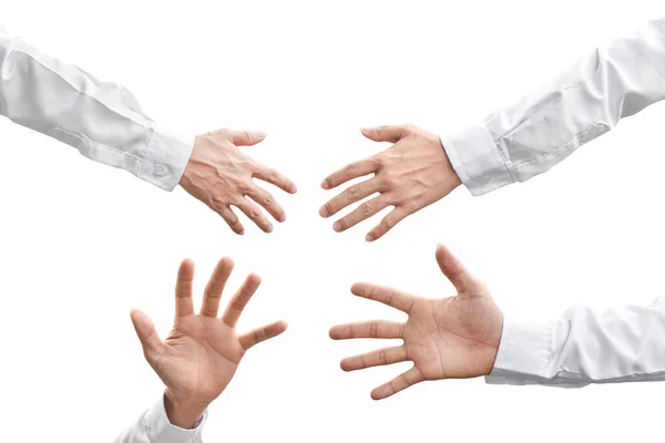 Set Man Hand Gesture White Shirt Isolated White Background Clipping — Stock Photo, Image