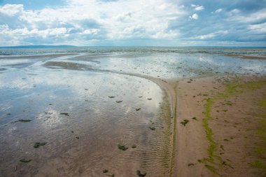 Güzel deniz yaz veya arka plan bahar. Mavi okyanus ve cennet ile altın kum plaj