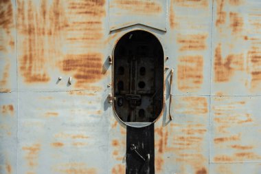 Paslı eski metal mavi doku tasarımcılar için. Kolordu askeri teçhizat