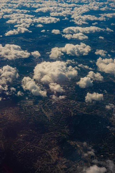 Luchtfoto Stadslandschap Van Moskou Stedelijk Landschap Boven Wolken — Stockfoto