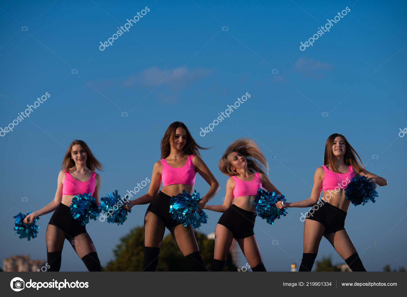Download Four Cheerleader Girls Pompoms Dance Outdoors Sky Backround Desktop Wallpaper Free Get Wallpaper Four Cheerleader Girls Pompoms Dance Outdoors Sky Backround For Android