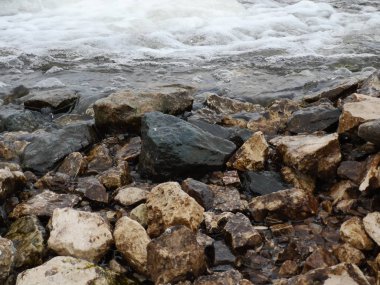 Güvercinler ve ördekler m kışın donmuş bir gölün içinde sıcak kanalizasyon içinde