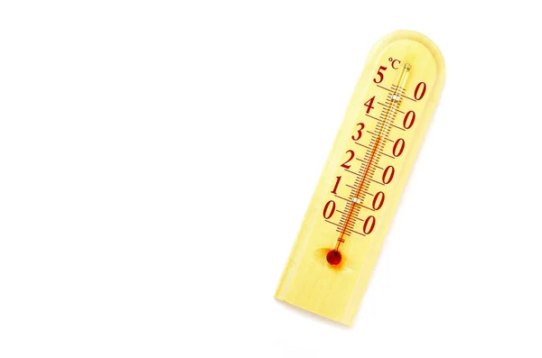 Termómetro Exterior Com Leituras Temperatura Acima Trinta Graus Celsius — Fotografia de Stock