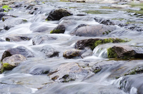 Cascade Sur Une Rivière Montagne Dans Forêt — Photo