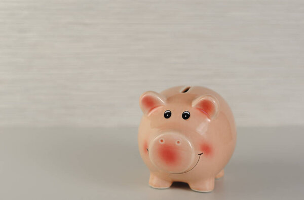 pink piggy bank on a light background
