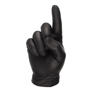 Siyah eldivenlerle çeşitli el hareketleri.