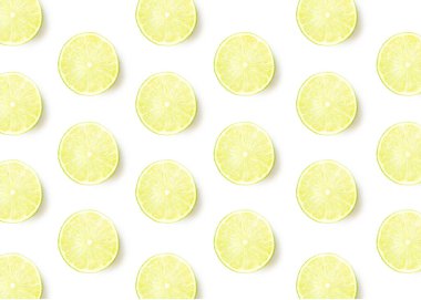 Beyaz arka planda gölgeli limon dilimleri