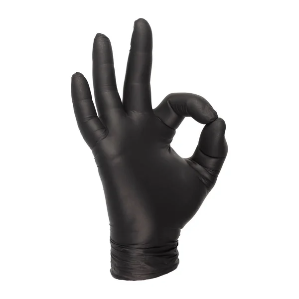 Siyah eldivenlerle çeşitli el hareketleri.