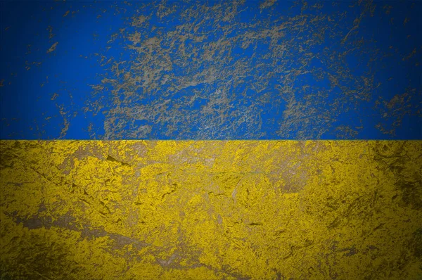 Grunge drapeau ukrainien sur fond de pierre — Photo