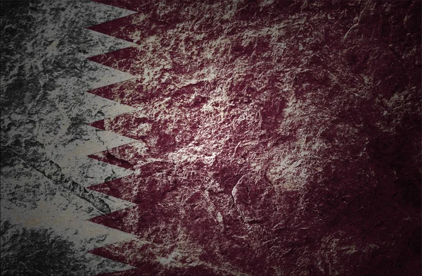 Taş arka planda Grunge Katar bayrağı — Stok fotoğraf