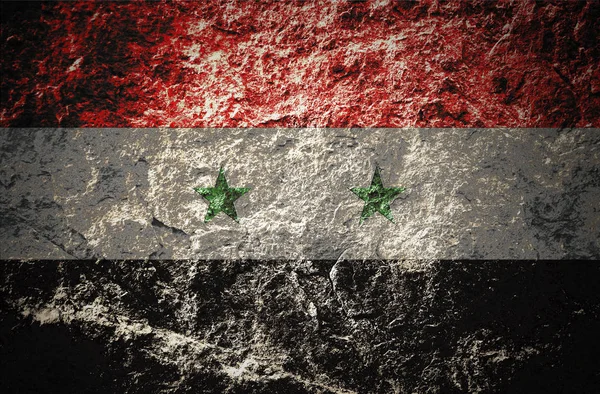 Grunge Siria bandiera su sfondo di pietra — Foto Stock