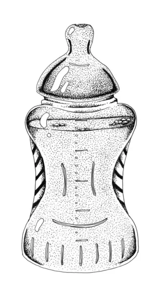흰 바탕에 젖병을 넣는다 — 스톡 사진