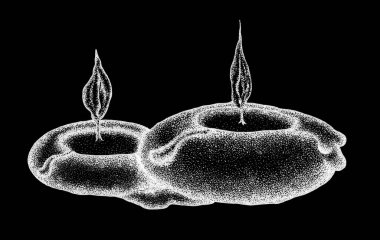 Mum taşları mürekkep çizgisi silueti siyah arkaplanda izole edildi 