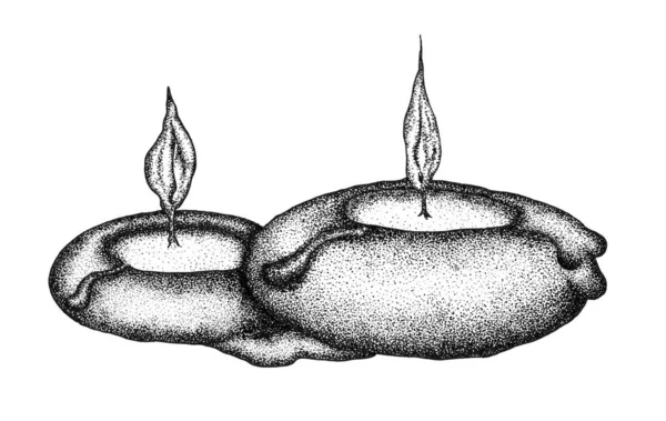 캔들 스톤 잉크 선 실루엣은 흰색 배경에 분리되어 있다 — 스톡 사진