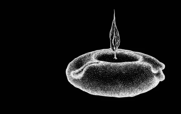 Mum taşı mürekkep hattı siyah arkaplanda izole edildi 