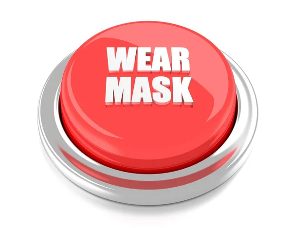 Wear Mask Red Push Button Illustration Isolated Background — Stock Photo, Image