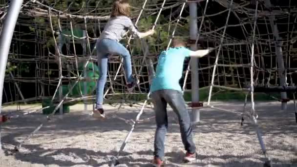 Enfants dans le parc aventure — Video