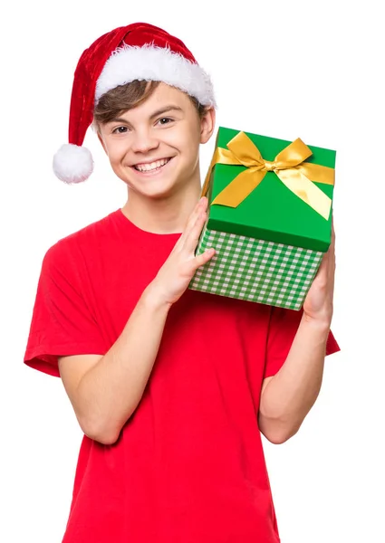 Genç çocuk Noel şapka ile — Stok fotoğraf