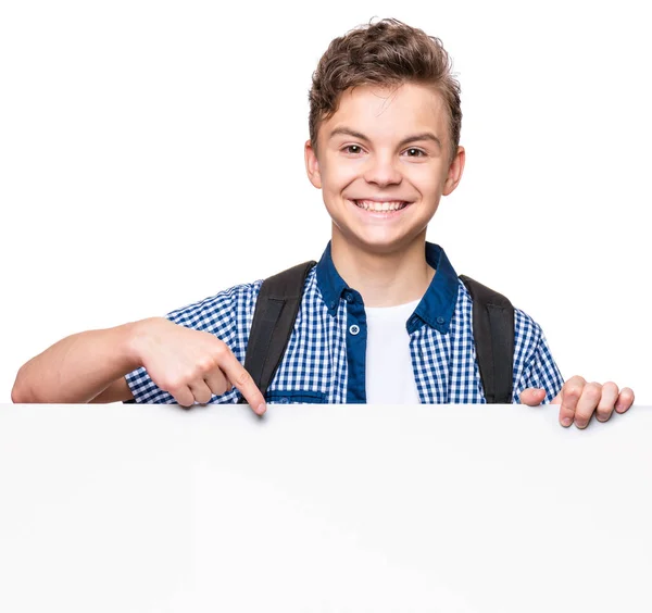 Teen boy with empty billboard — Stock Photo, Image