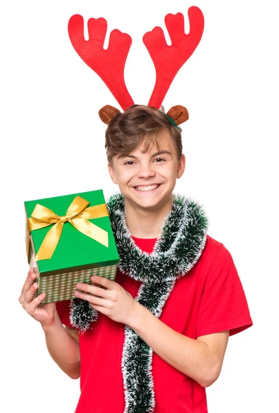 Хлопчик з різдвяним капелюхом — стокове фото