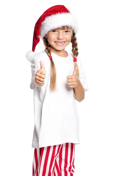 Niña feliz en sombrero de Santa —  Fotos de Stock