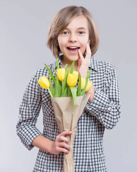 Holidays Love Happiness People Concept Happy Child Celebrating Valentines Day — Stock Photo, Image