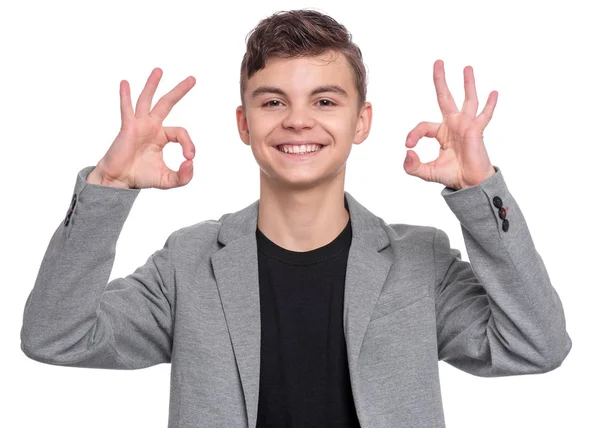 Teen pojke i kostym — Stockfoto