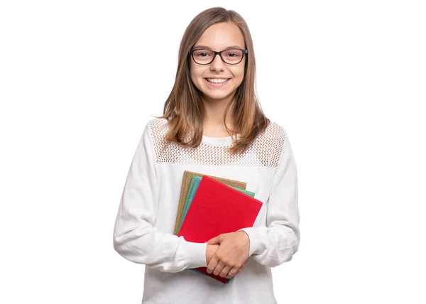 Menina adolescente com livros — Fotografia de Stock