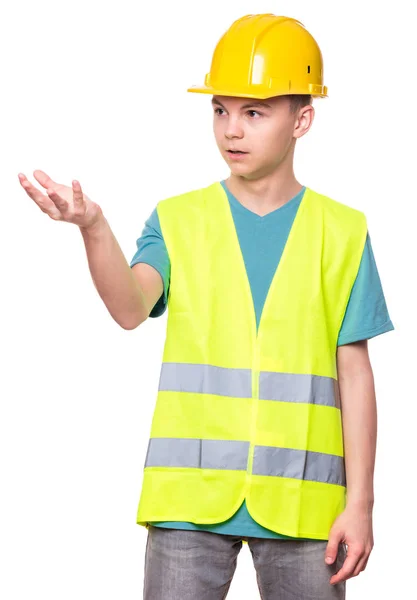 Teen boy in hard hat — Stock Photo, Image