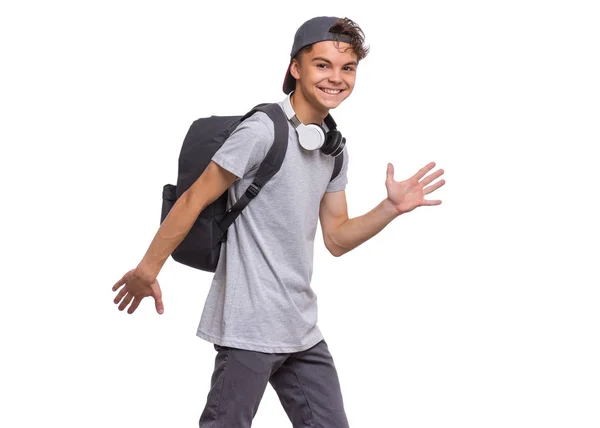 Étudiant adolescent garçon avec sac — Photo