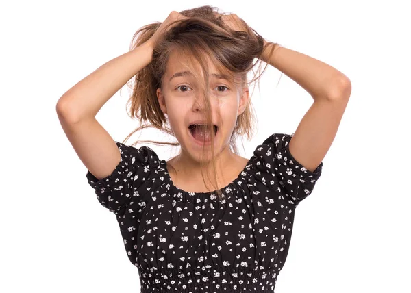 Portrait of teen girl on white — Stock Photo, Image