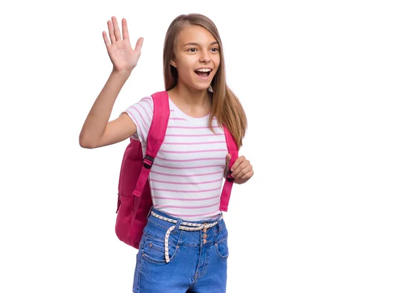 Student tiener meisje met tas — Stockfoto