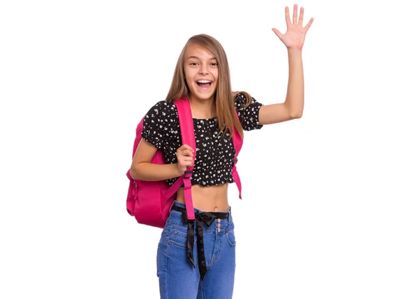 Studente adolescente ragazza con borsa — Foto Stock